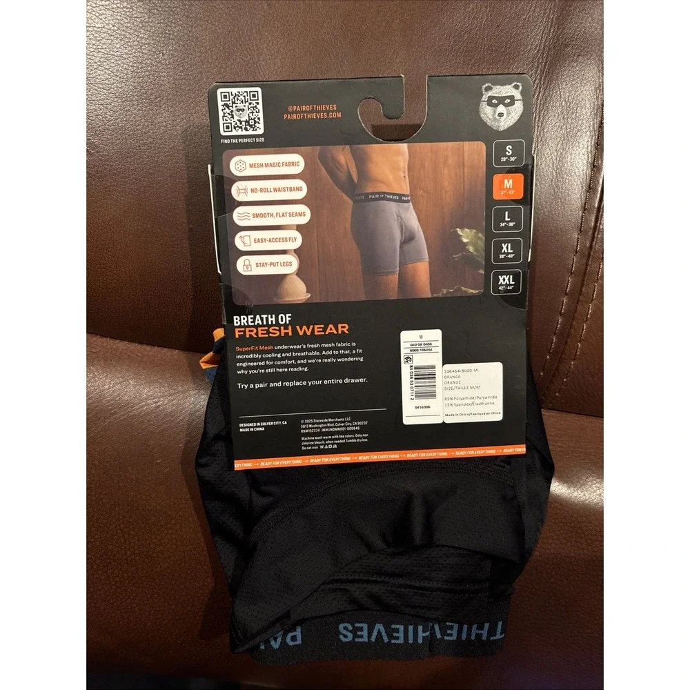 Pair of Thieves SuperFit Boxer Briefs 2-Pack Men Sz M Orange Blue Mesh Underwear